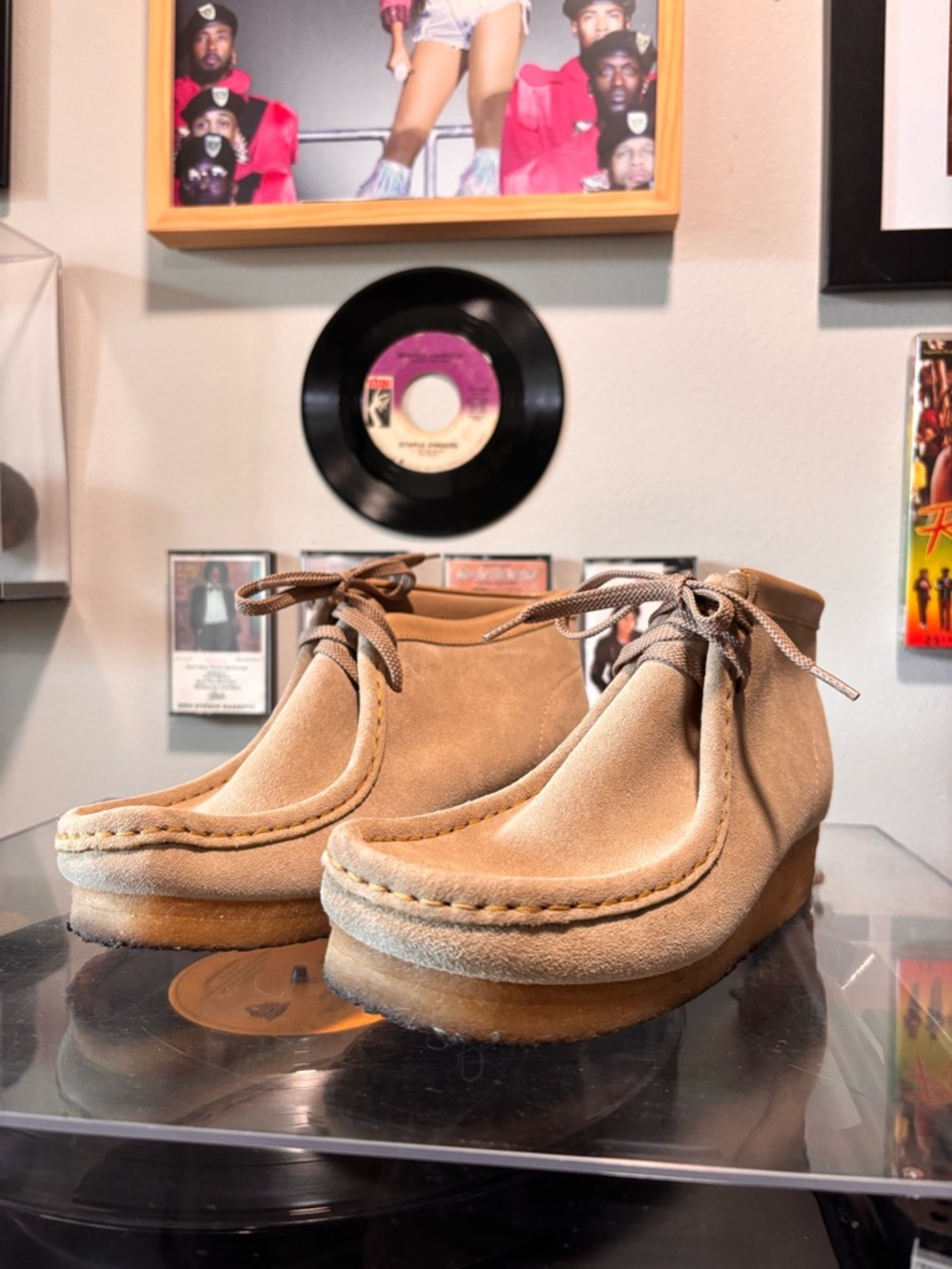 Beige Suede Clarks Wallabee Lace-Up Boots